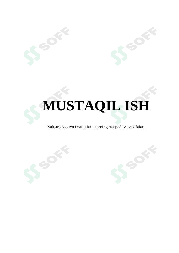 xalqaro moliya institutlari