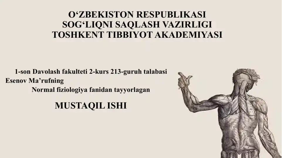 Silliq va Ko’ndalang targ’il mushaklar fiziologik farqlari