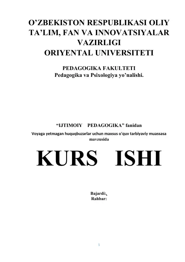 Voyaga yetmagan huquqbuzarlar uchun maxsus o‘quv tarbiyaviy muassasa