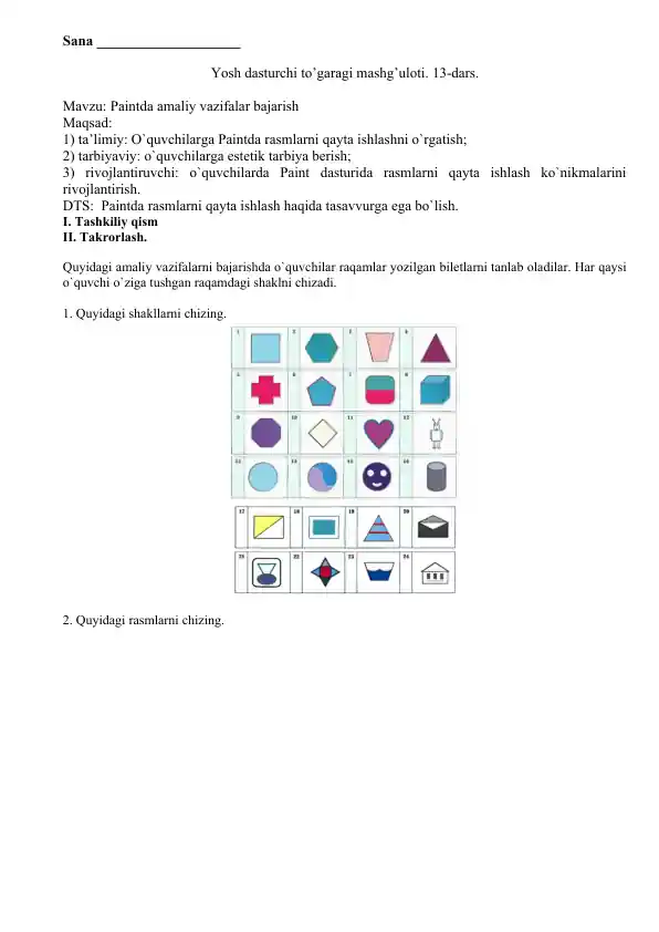 Paintda amaliy vazifalar bajarish