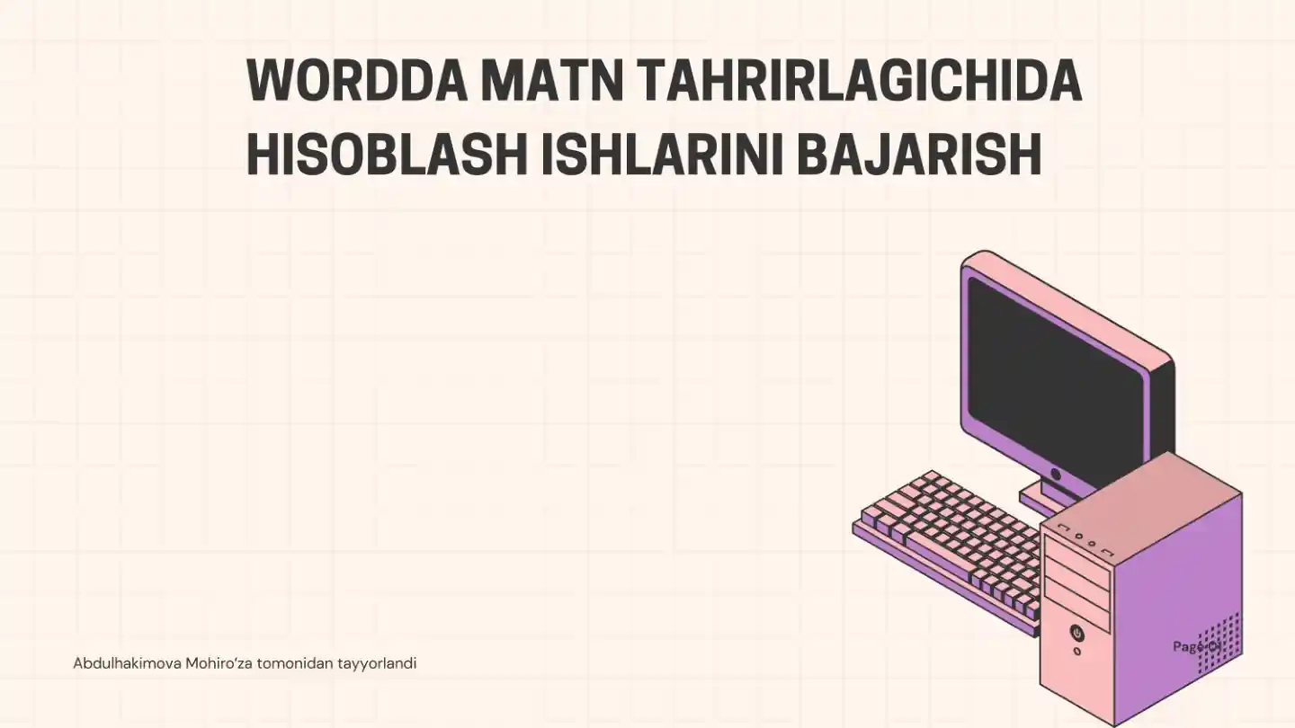 Ms Word Rasm Microsoft Word hisoblash imkoniyatlari