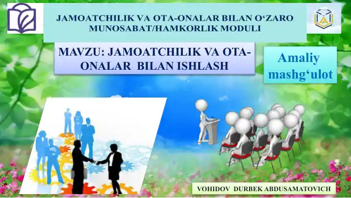 Onalar Rasimi JAMOATCHILIK VA OTA-ONALAR BILAN ISHLASH