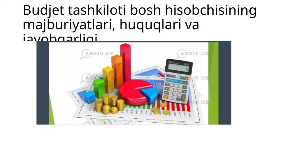 Budjet tashkiloti bosh hisobchisining majburiyatlari, huquqlari va javobgarligi