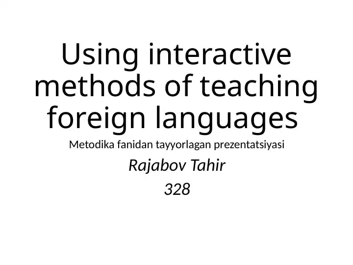 Using interactive methods of teaching foreign languages