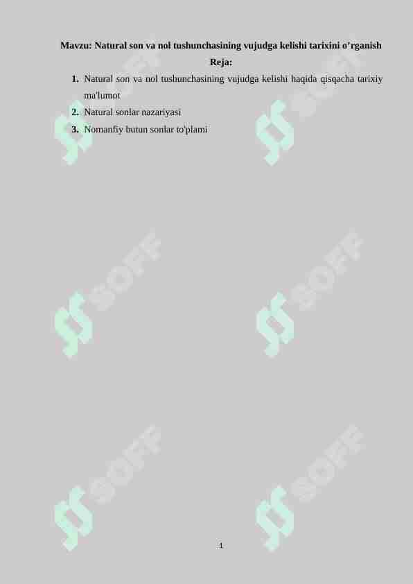 Natural son va nol tushunchasining vujudga kelishi tarixini o’rganish