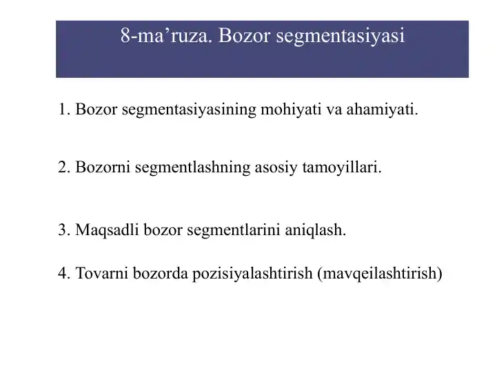 Bozor segmentasiyasi