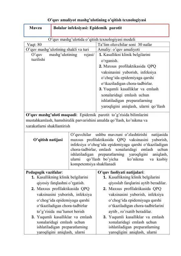 Bolalar infeksiyasi: Epidemik parotit