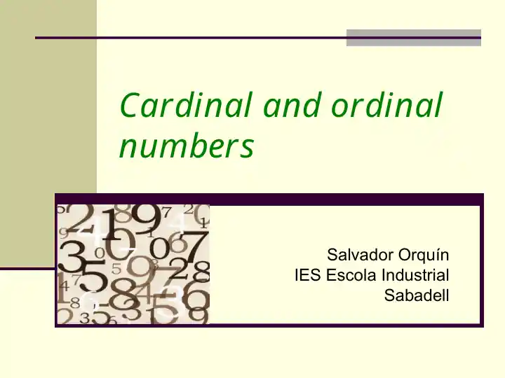 Cardinal and ordinal numbers