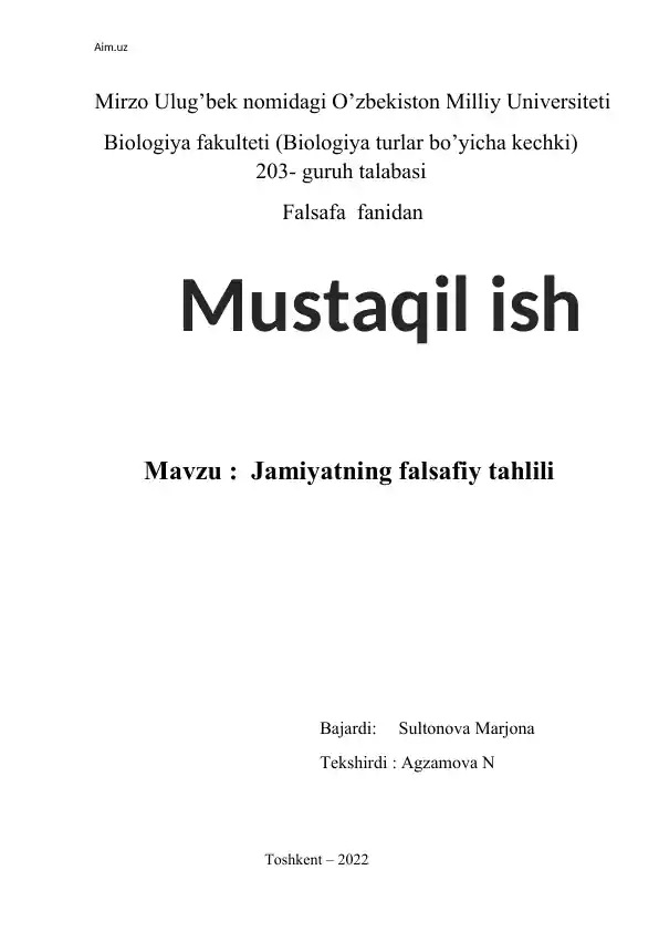 Jamiyatning falsafasiy tahlili