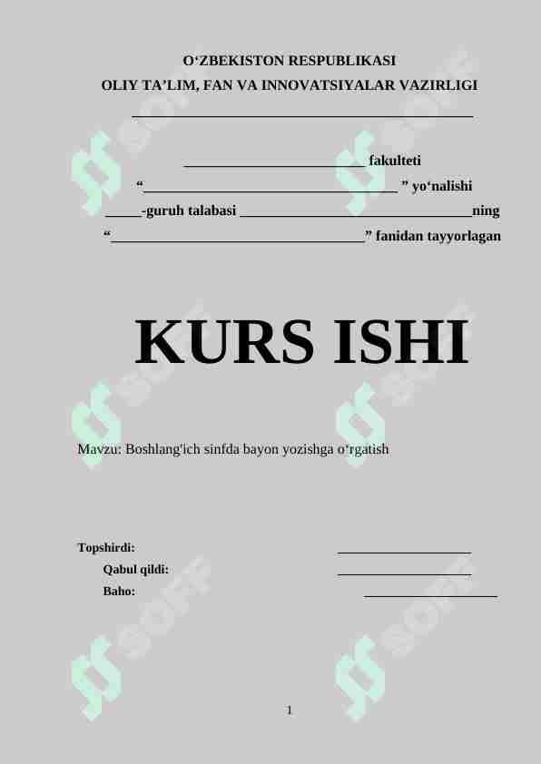 Boshlang'ich sinfda bayon yozishga o‘rgatish