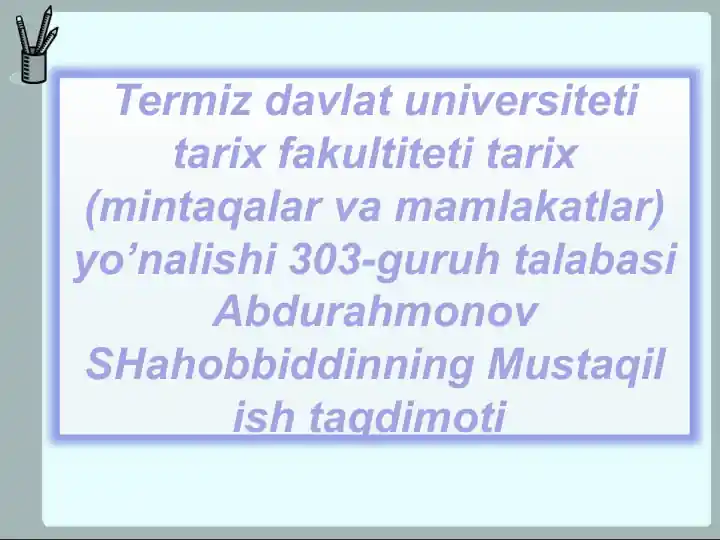 Shahobiddin Abdurahmonovning "Mustaqilish Taqdimoti"