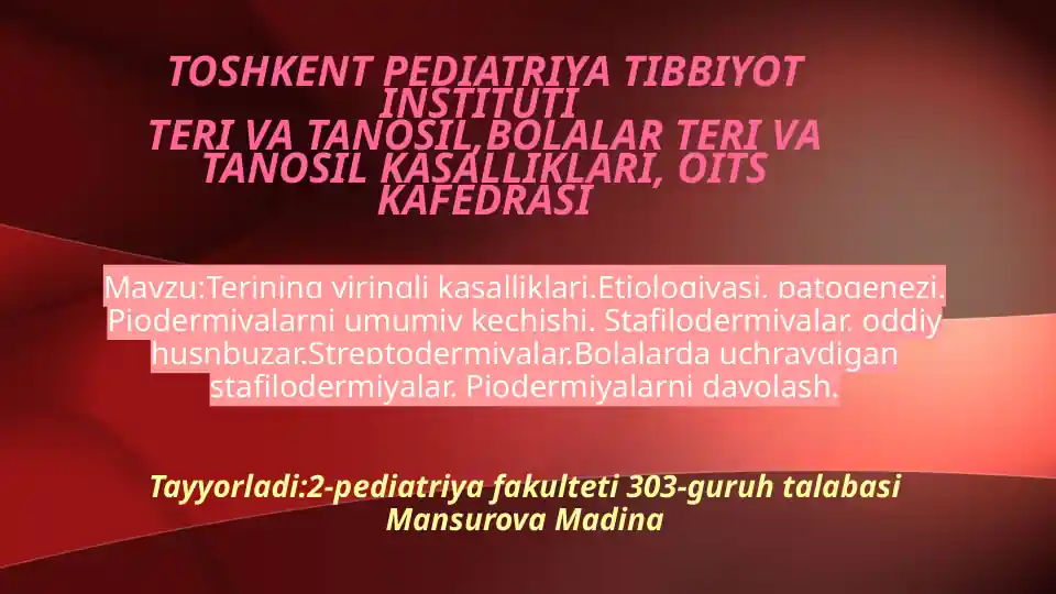 Teri va tanosil, bolalar teri va tanosil kasalliklari