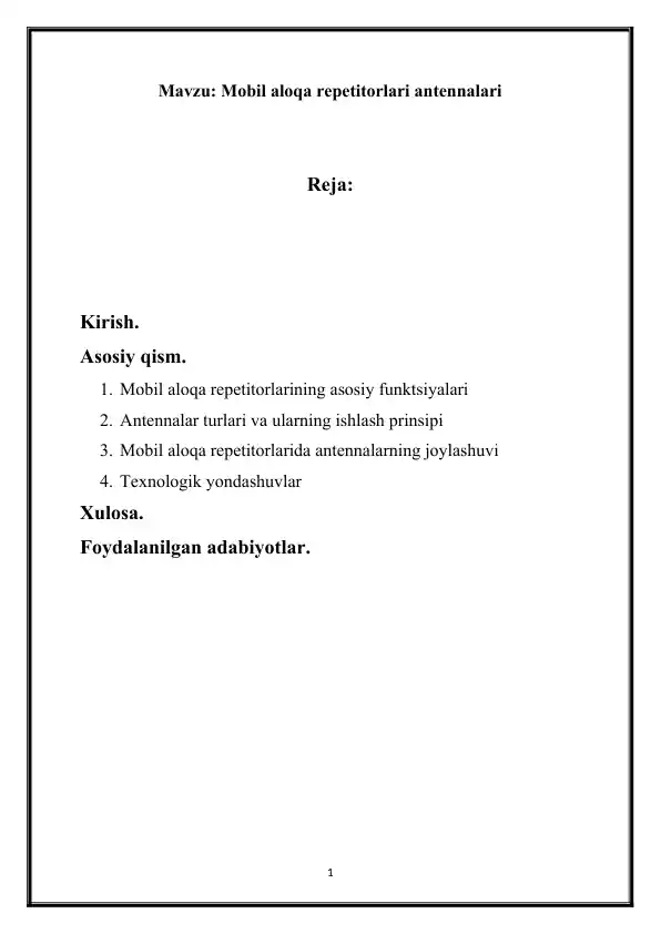 Mobil aloqa repetitorlari antennalari