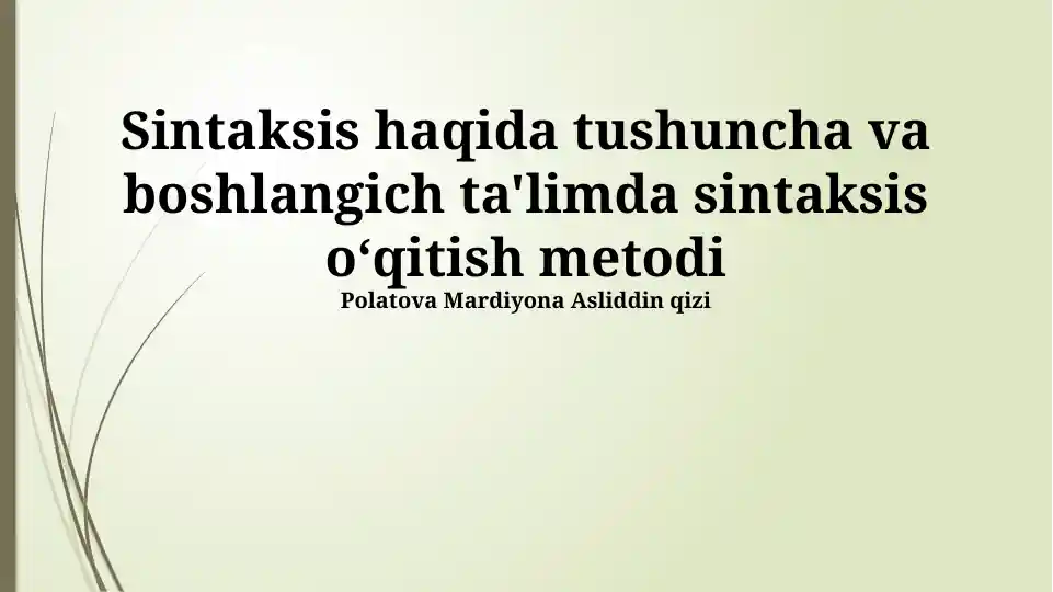 Sentaksis Rasm Uzb Sintaksis haqida tushuncha va boshlangich ta'limda sintaksis oʻqitish ...