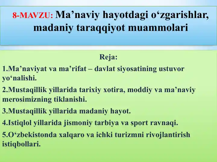 Ma R Rifat O'zbekistonda Ma'naviyat va Ma'rifat