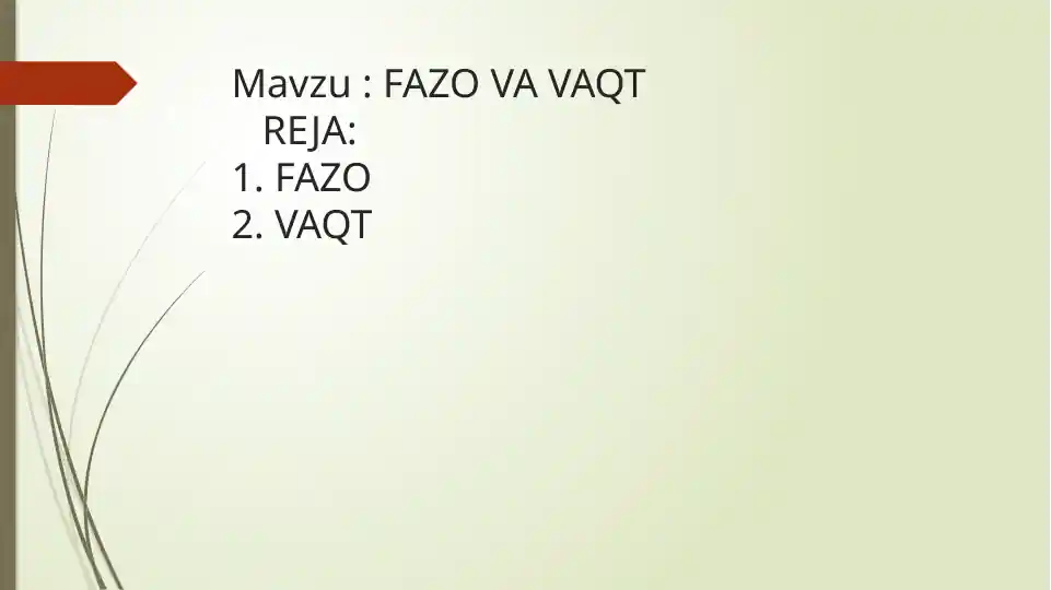 FAZO VA VAQT