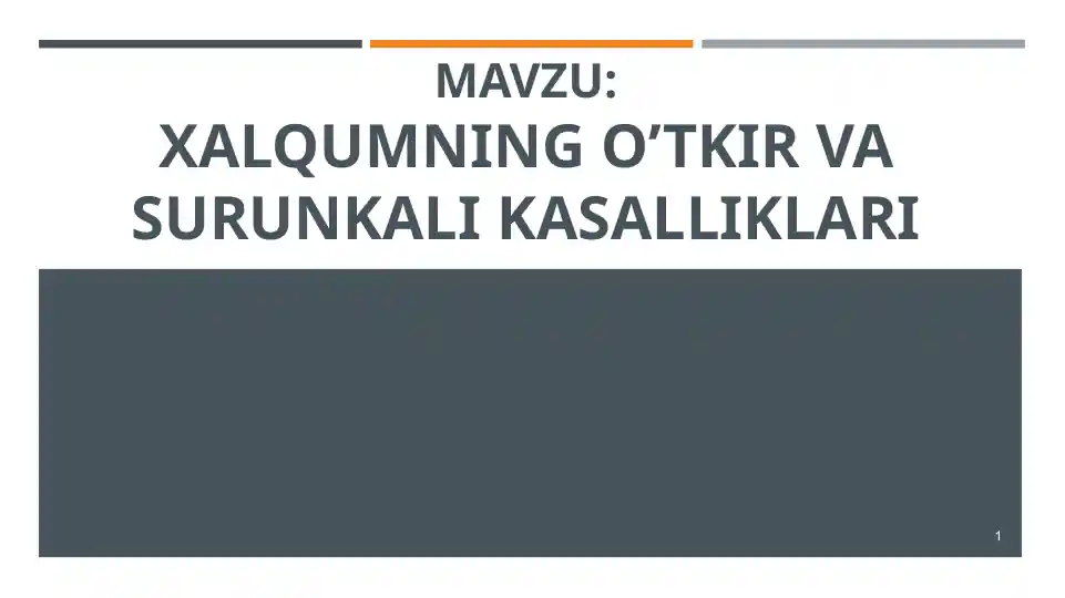 Halqumning o’tkir va surunkali kasalliklari