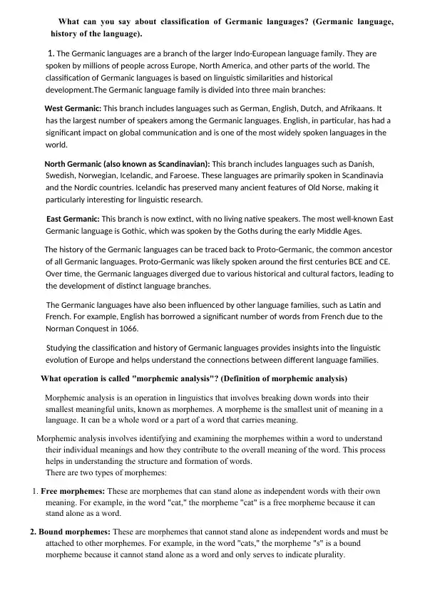 Classification of Germanic Languages