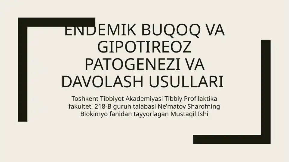 Endemik buqoq va qovoqgi patogenez va davolash usullari