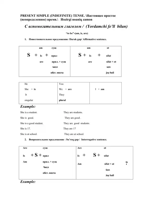 Present Simple (Indefinite) Tense