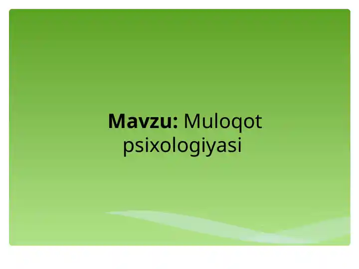 Muloqot psixologiyasi