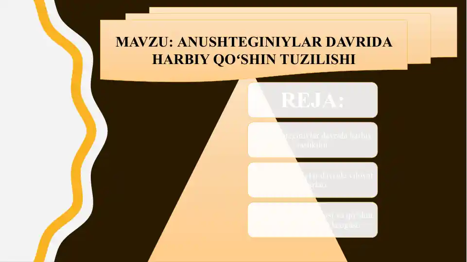 ANUSHTEGINIYLAR DAVRIDA HARBIY QOʻSHIN TUZILISHI