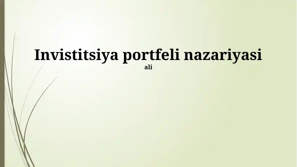 Invistitsiya portfeli nazariyasi