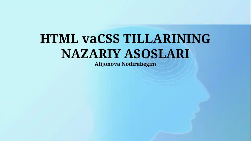 HTML va CSS TILLARINING NAZARIY ASOSLARI