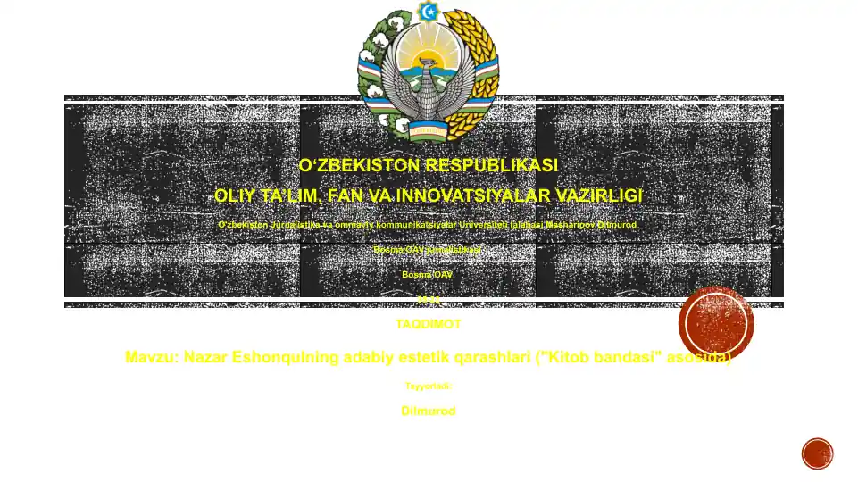 Nazar Eshonqulning adabiy estetik qarashlari ("Kitob bandasi" asosida)