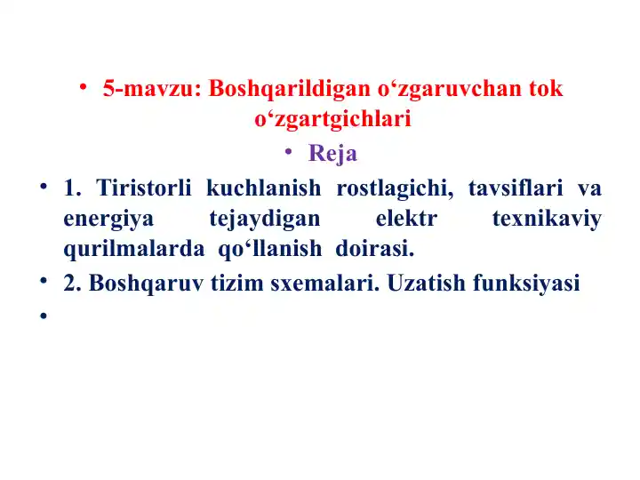 Tiristorli kuchlanish rostlagichlari
