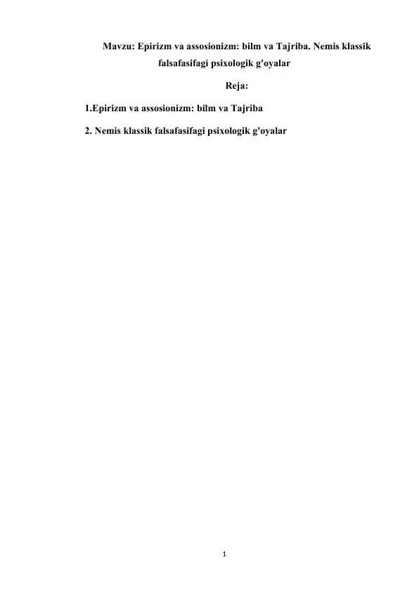 Empirizm va assosionizm: bilm va Tajriba