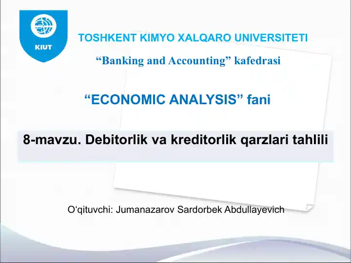 "Debitorlik va Kreditorlik Qarzlarining Tahlili"