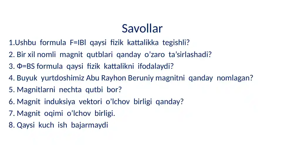 Magnitlar haqida savollar