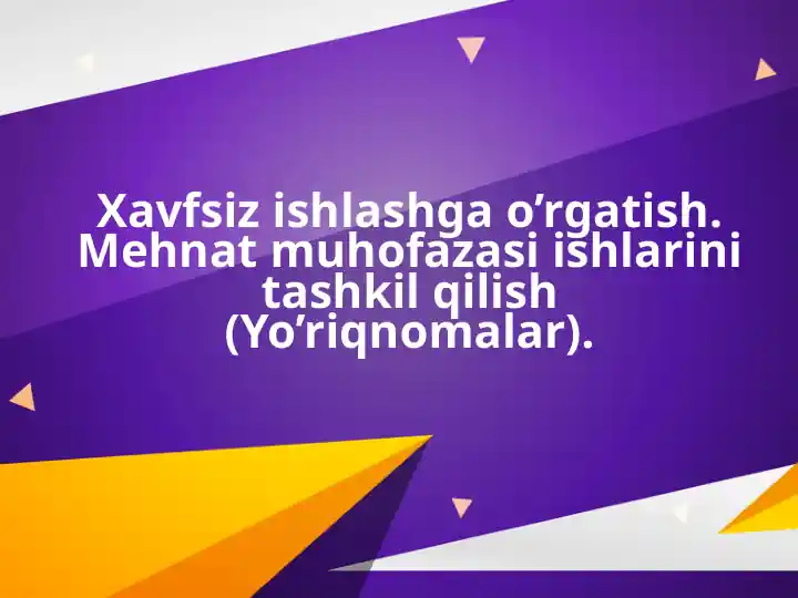 Mehnat muhofazasi Yo'riqnomasi