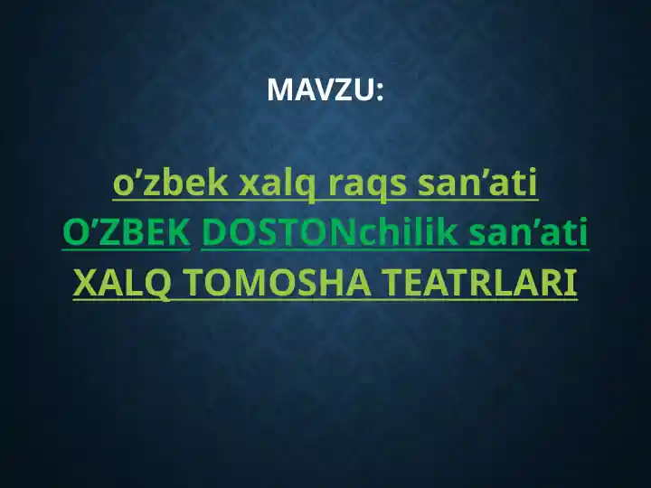 Xalk Rasmi O'zbek xalq raqssan'ati