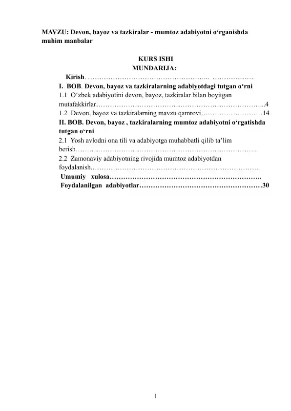 Devon, bayoz va tazkiralar - mumtoz adabiyotni o‘rganishda muhim manbalar