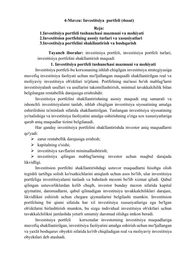 Investitsiya portfeli