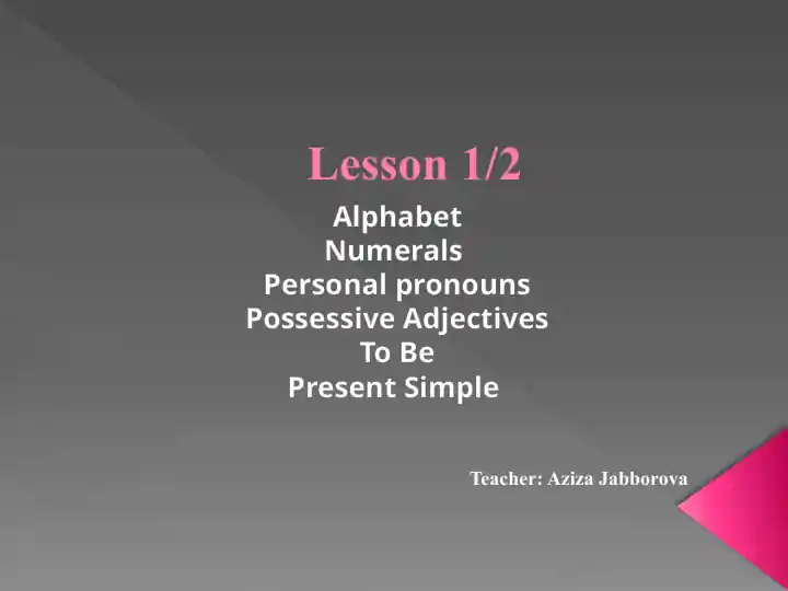 English Language Basics Lesson 1/2