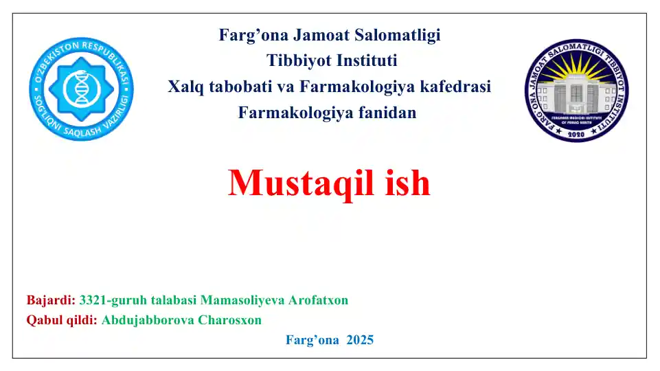 Antiseptik va dezinfeksiyalovchilar. Sulfanilamidlar, 8-oksixinolin va nitrofuran unumlari. Taqdimot 28 bet.
