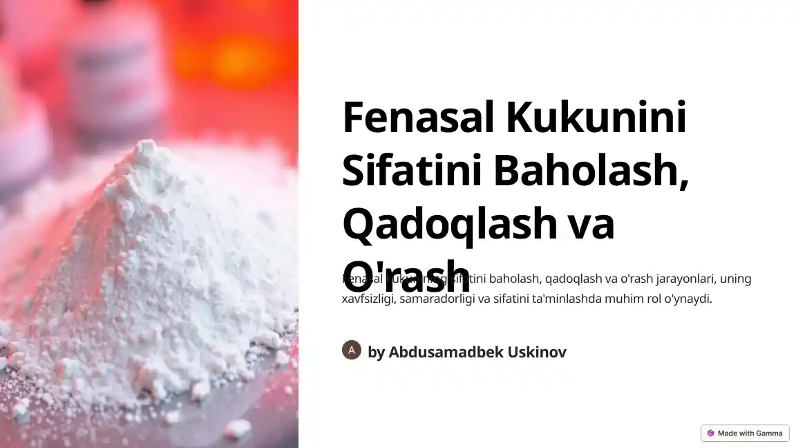 Fenasal Kukunini Sifatini Baholash, Qadoqlash va O'rash