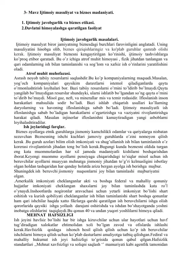 Ijtimoiy Masuliyat va Biznes Etikasi