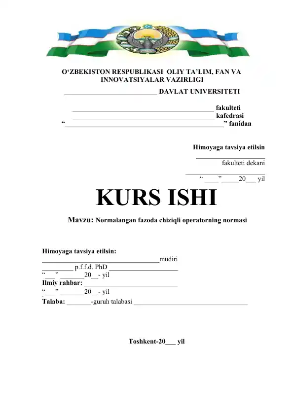 Normalangan fazoda chiziqli operatorning normasi