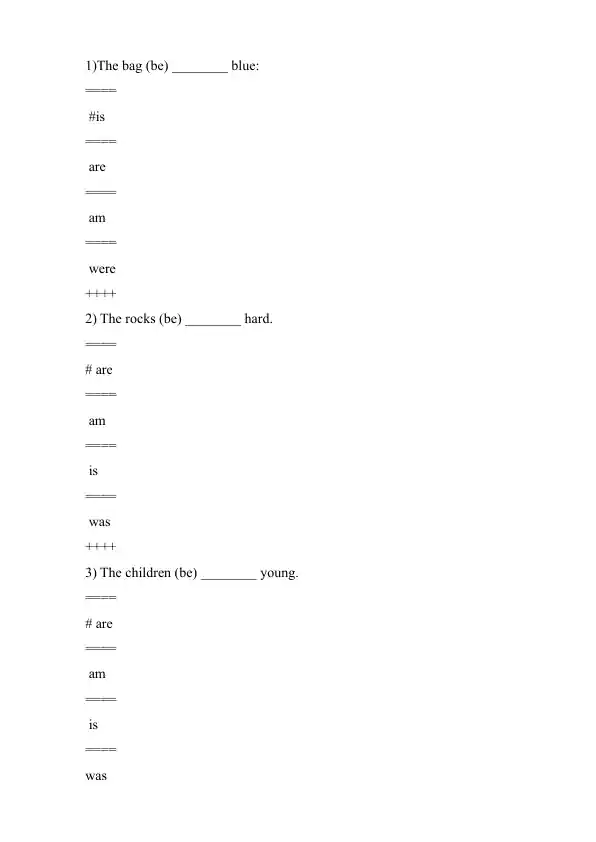 Gap filling exercises on verb 'to be'