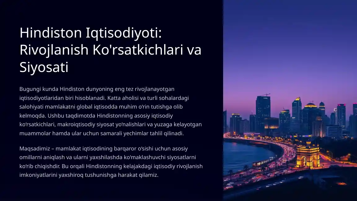 Hindiston Iqtisodiyoti: Rivojlanish Ko'rsatkichlari va Siyosati