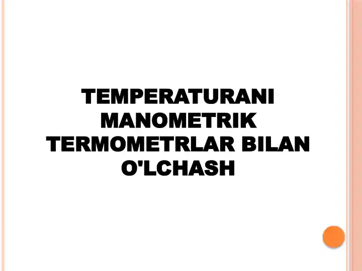 Manometrik Termometrlar