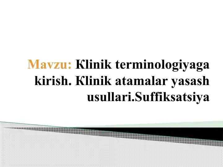 Klinik Terminologiyaga Kirish