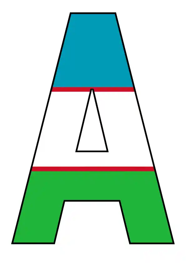 Alifbo o'zbek va ingliz bayroq fonida