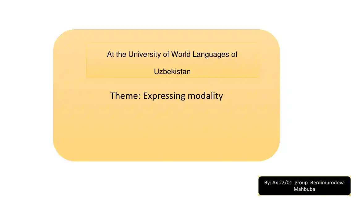 Speaking Modality Expressing Modality in English