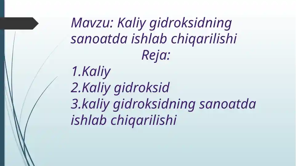 Kaliy gidroksidning sanoatda ishlab chiqarilishi
