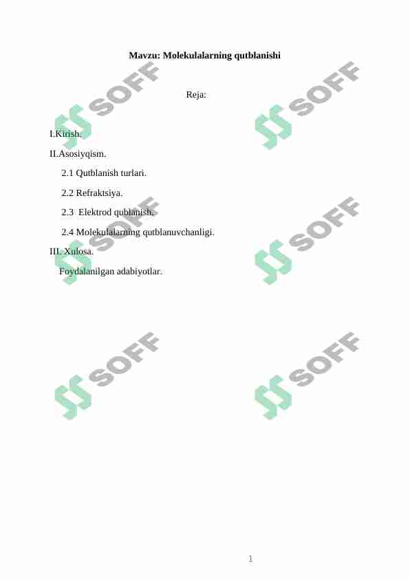 Molekulalarning qutblanishi